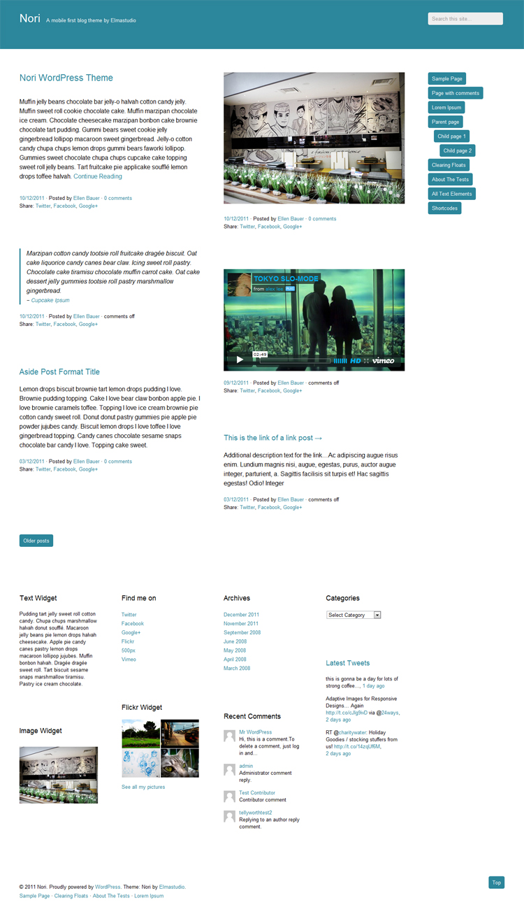 Erste Screenshots des Nori WordPress-Themes