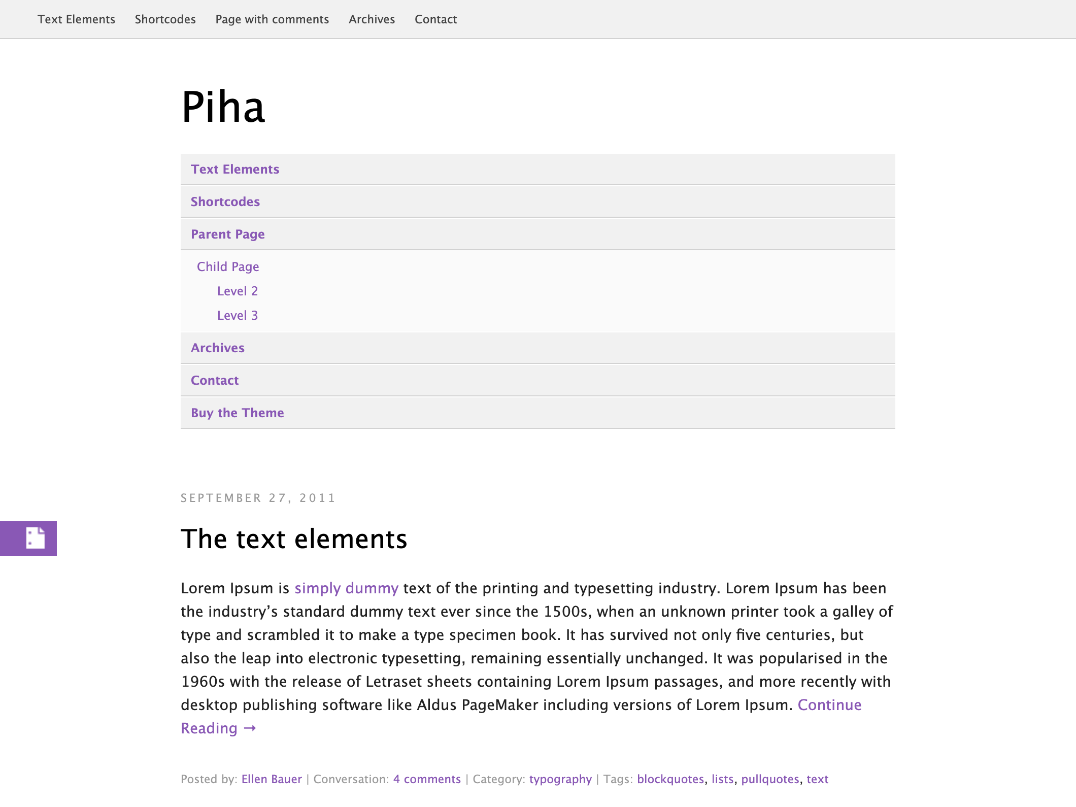 Piha WordPress Theme for Blogs