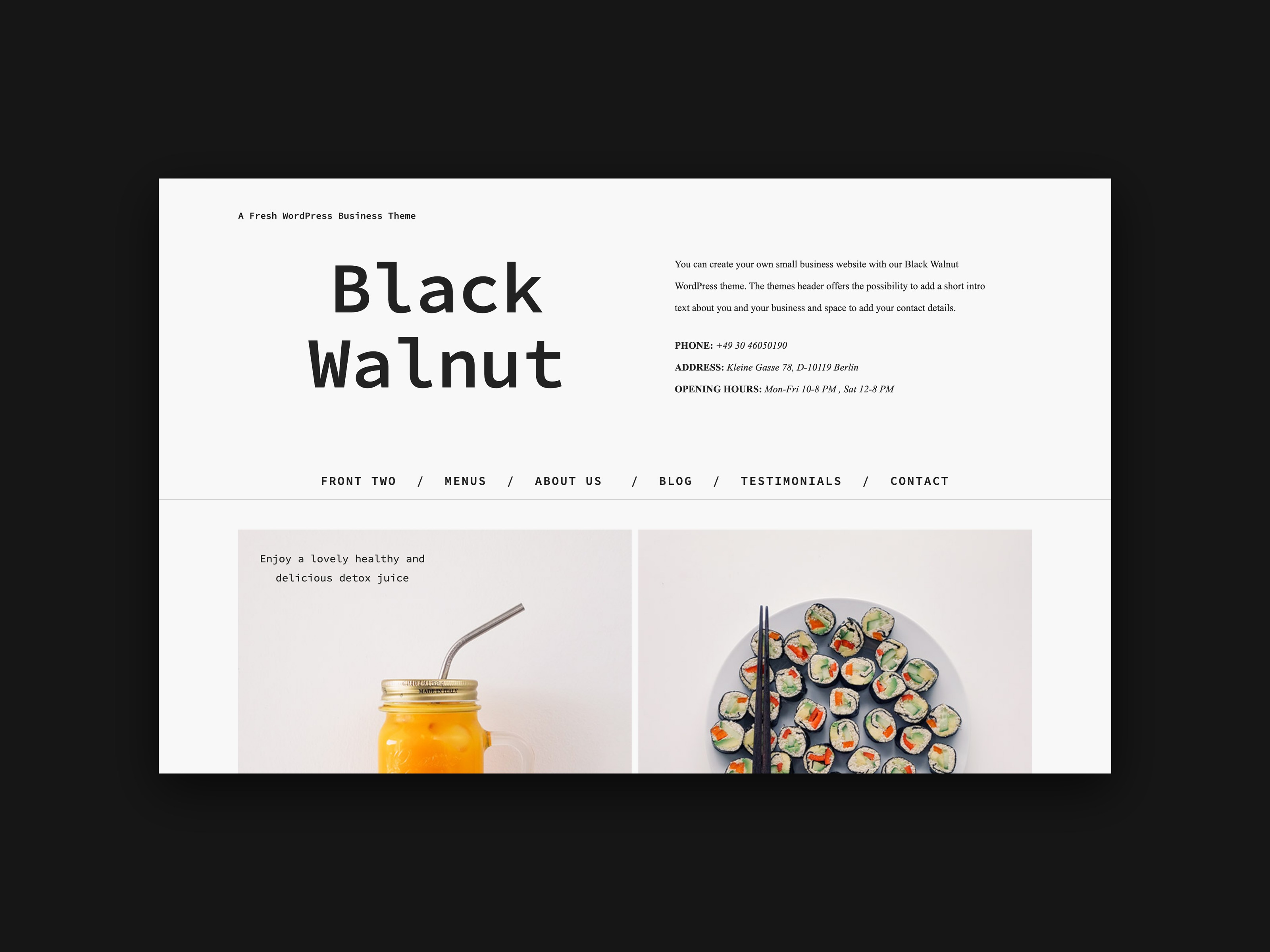 Der Header des Black Walnut Themes