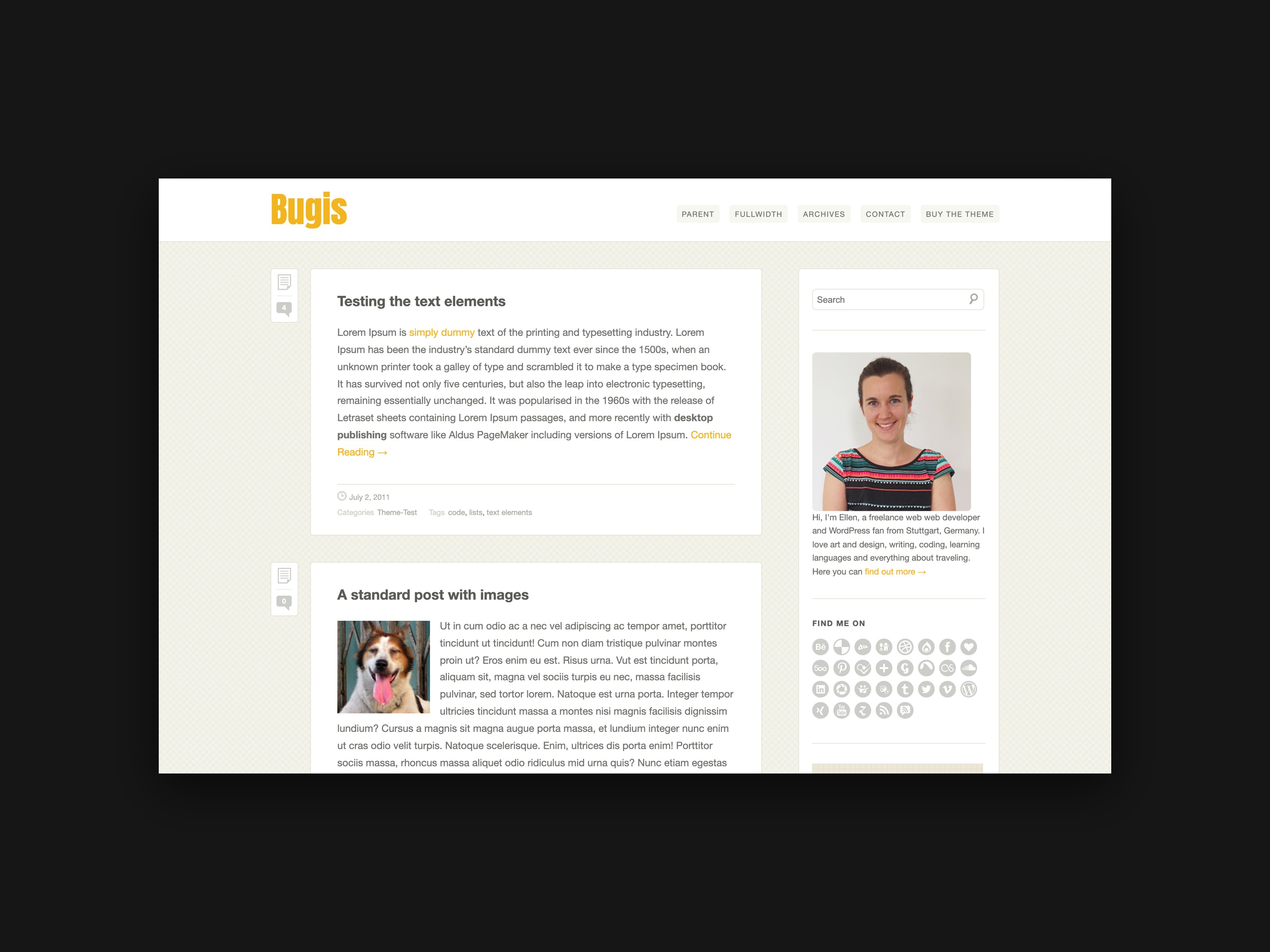 Der Header des Bugis Themes