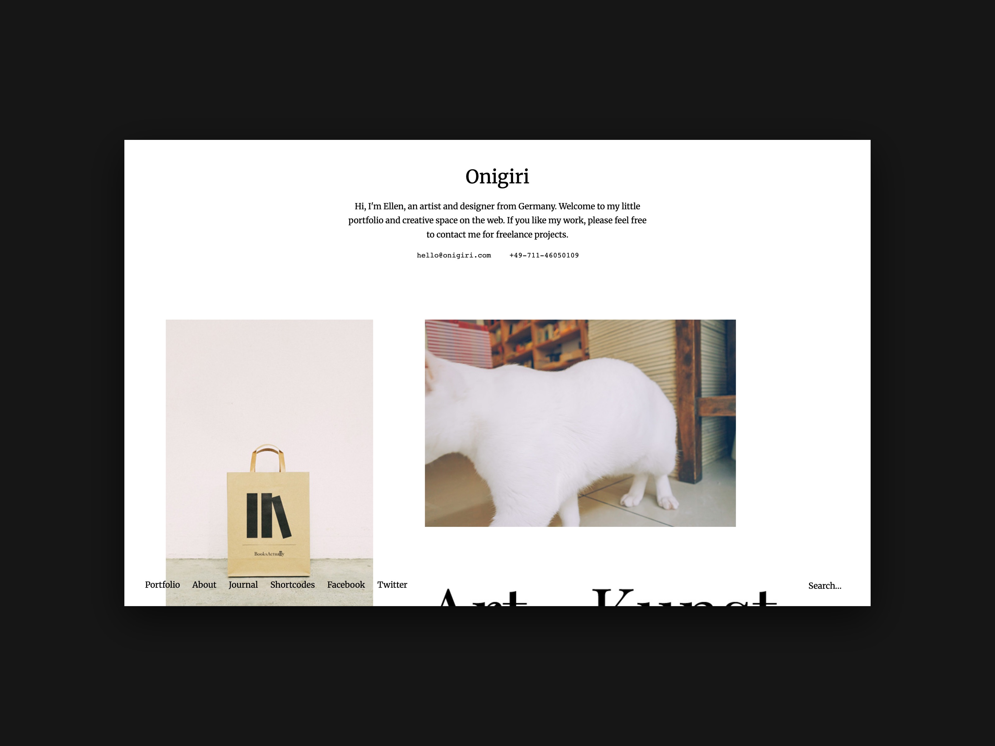 Der Header des Onigiri Themes
